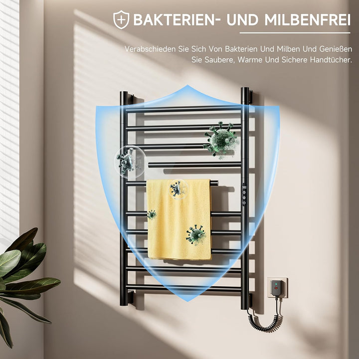 Elektrischer Badheizkörper Handtuchhalter 520 x 850 mm,Elektrischer badheizkörper schwarz,Handtuchhe