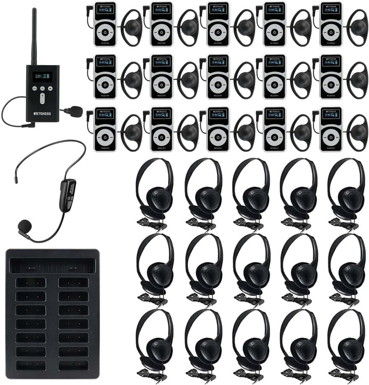 Retekess T130P (T130 3rd) Kabelloses Tour Guide System-Headsets, Verbesserte Geräuschreduzierung, 16