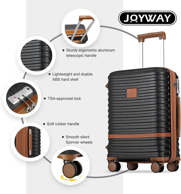 Joyway Koffer Reisekoffer von ABS Hartschalen Erweiterbar Trolley Kofferset mit TSA Schloss und 4 Ro