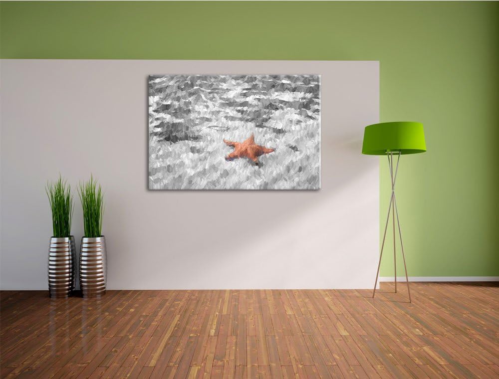 schöner Seestern im klaren Wasser schwarz/weiss Deluxe Format: 100x70 cm auf Leinwand, XXL riesige B
