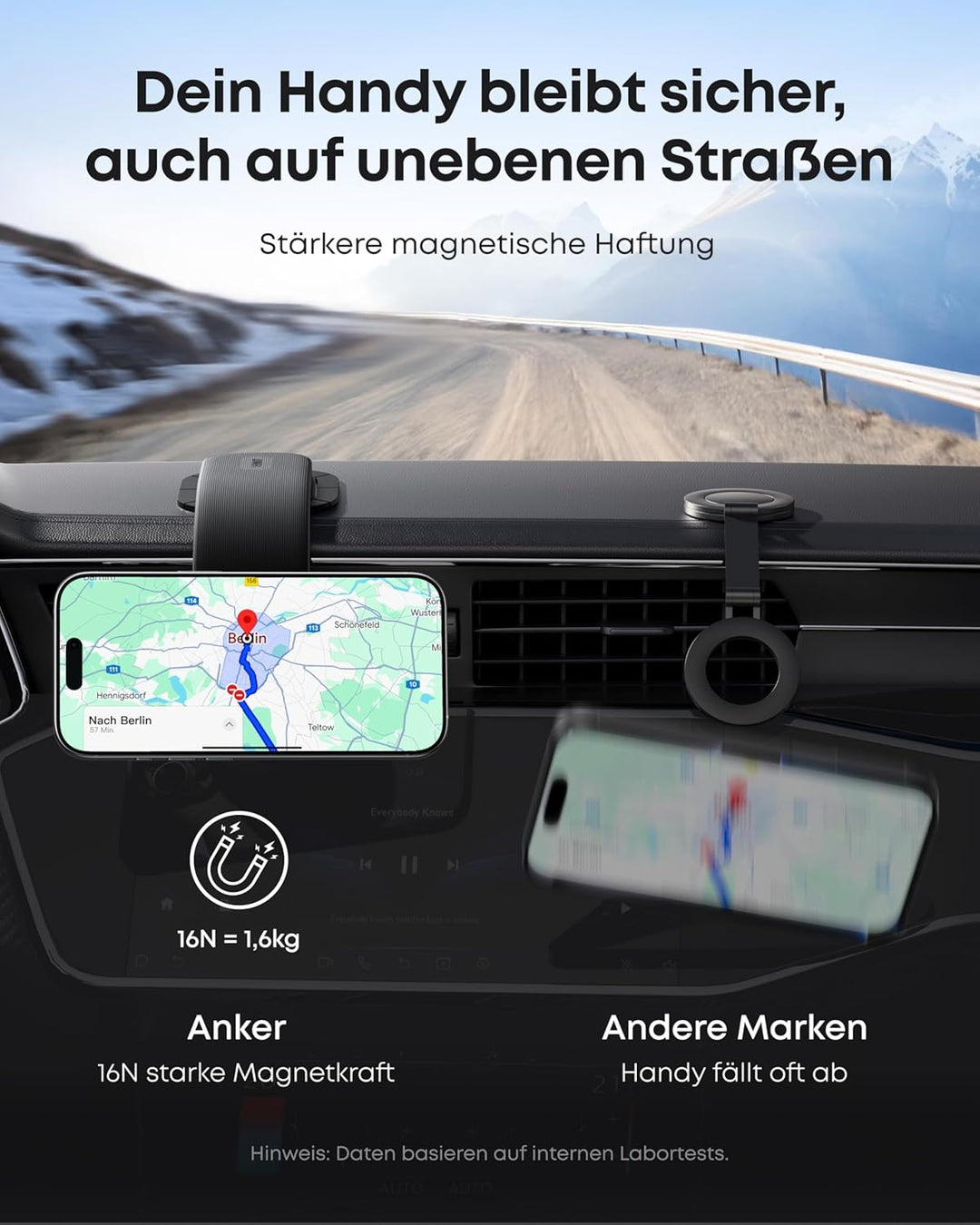 Anker Nano abnehmbare Autohalterung, 360° einstellbare Auto-Handyhalterung mit Alu-Halterung und Mag