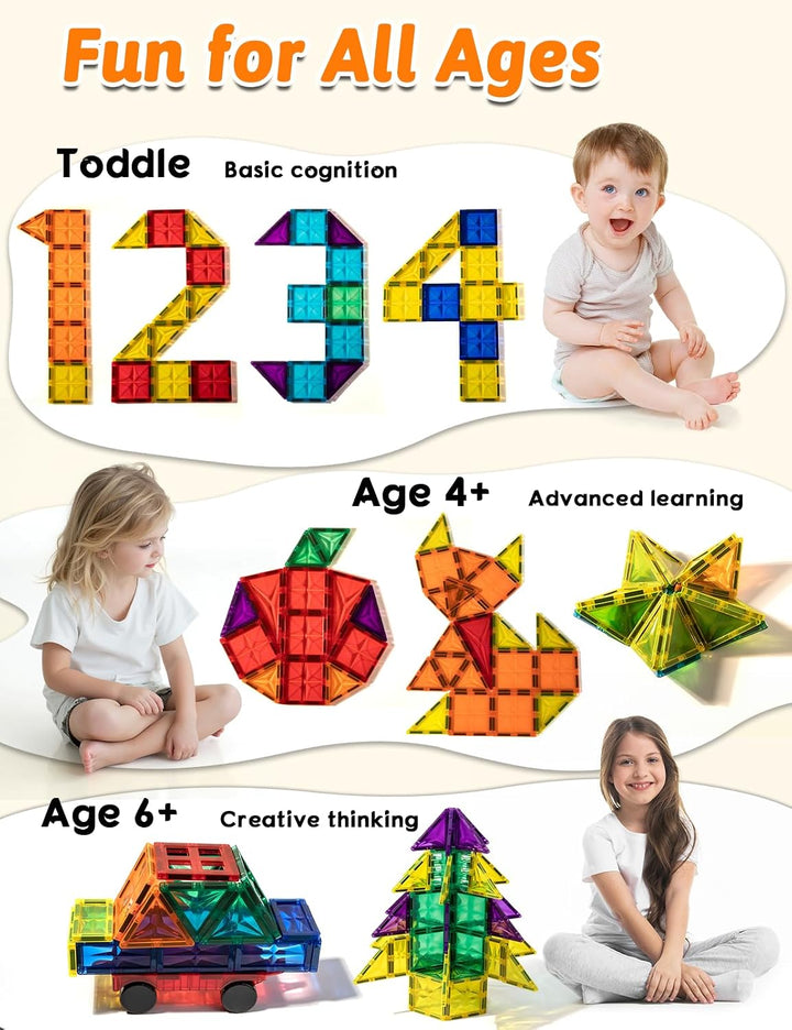 Magnetische Bausteine 116 Teile Kinderspielzeug Magnetspielzeug STEM-Magnetblöcke Magneten Kinder Ba