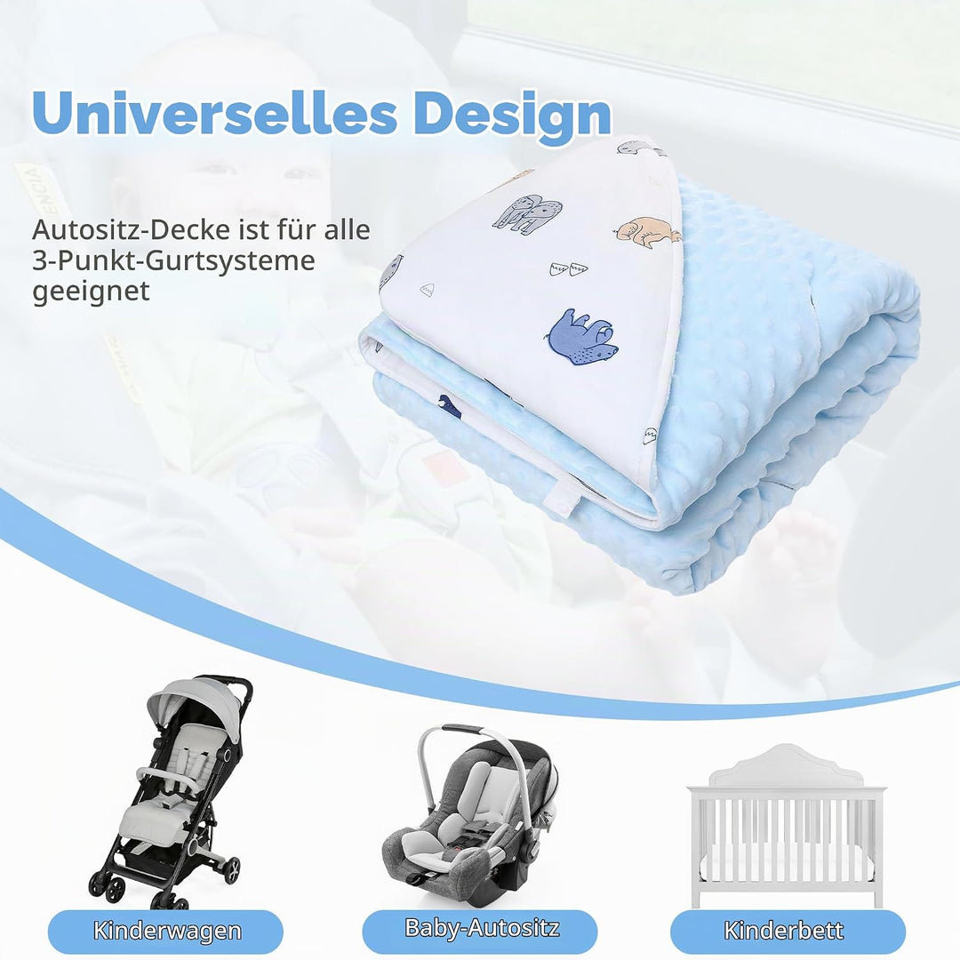 Baby Einschlagdecke 100% Baumwolle, Universal Einschlagdecke Babyschale 90 x 90cm, Herbst-Winter-Bab
