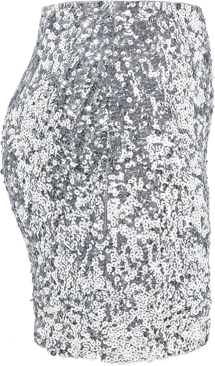 Durio Pailettenrock Für Damen Glitzer Rock Kurz Damen Sexy Midi Skirt Hüftrock mit Elastische Taille