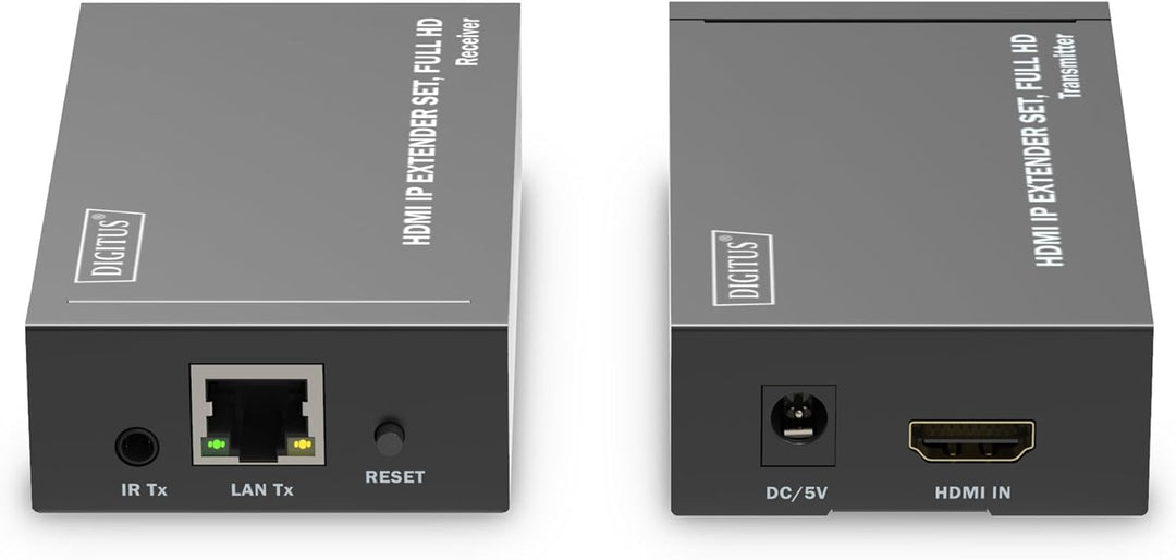 DIGITUS HDMI IP Extender Set, Full HD (1080p/60Hz), 120m Reichweite, Schwarz