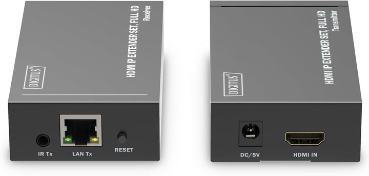 DIGITUS HDMI IP Extender Set, Full HD (1080p/60Hz), 120m Reichweite, Schwarz