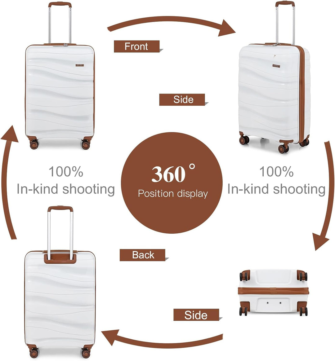 KONO Koffer Trolley 55cm Reisekoffer Leicht Hartschalenkoffer mit TSA Schloss Zwillingsrollen Rollko