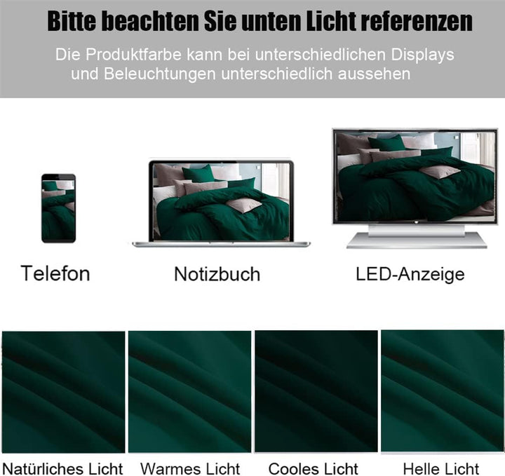 Soifox bettwäsche Dunkelgrün 135x200 - bettwäsche-Sets aus Mikrofaser bügelfrei &amp; knitterfrei mit Re