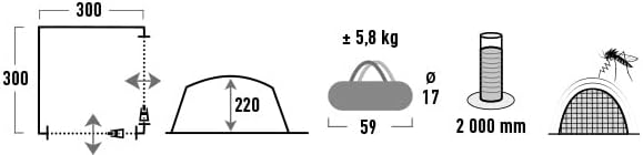 High Peak Unisex – Erwachsene Pavillon 3x3m, hellgrau-dunkelgrau-Lime, Einheitsgrösse