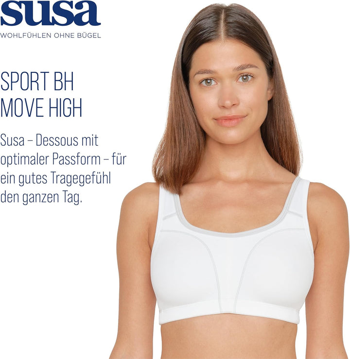 SUSA Sport-BH Damen High Support I Damen BH ohne Bügel mit vorgeformten Cups I Sport Crop Top BH mit