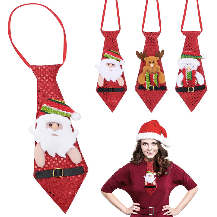 SOIMISS 3Pcs Weihnachtskrawatten Lustige Pailletten Santa Schneemann Hirsch Krawatten Neuheit Weihna