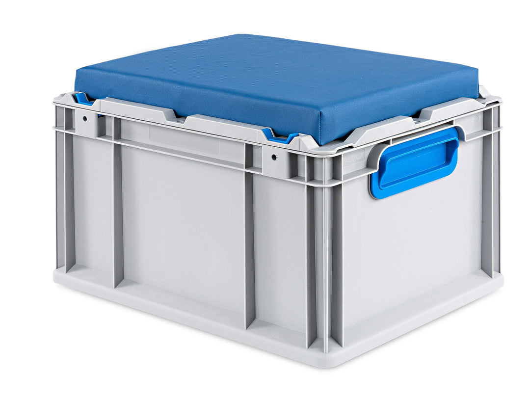 aidB Eurobox NextGen Seat Box, blau, (400x300x265 mm), Griffe geschlossen, Sitzbox mit Stauraum und
