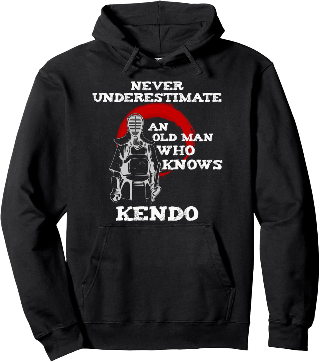 Funny Kendo Old Man Quote Kanji Japanese Martial Arts Dojo Pullover Hoodie
