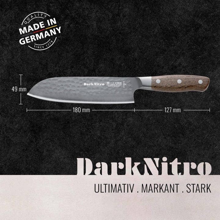 F. DICK DarkNitro Santoku Messer (Küchenmesser/Kochmesser für die asiatische Küche, Griff aus Eichen