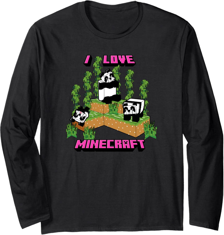 Minecraft Panda Love Poster Langarmshirt