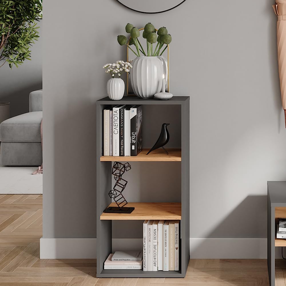 Vicco Standregal Orlando, Anthrazit/Goldkraft Eiche, 40 x 80.1 cm, mit verstellbaren Einlegeböden zu
