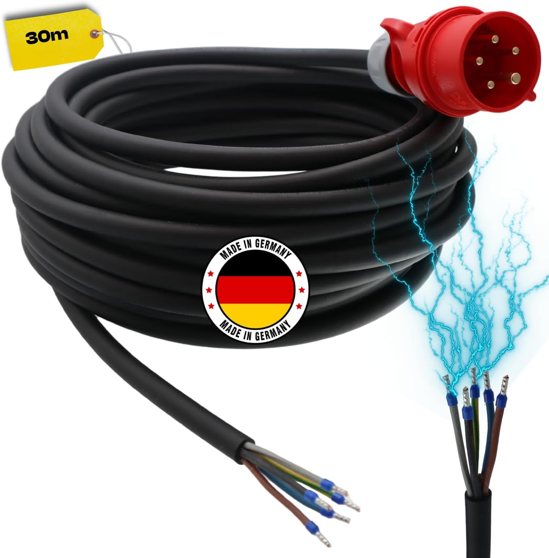 netbote24® CEE Maschinen-Anschlussleitung 400V / 16A H07RN-F 5-polig (3P+N+PE) 5x2,5 mm² IP44 2,5-50