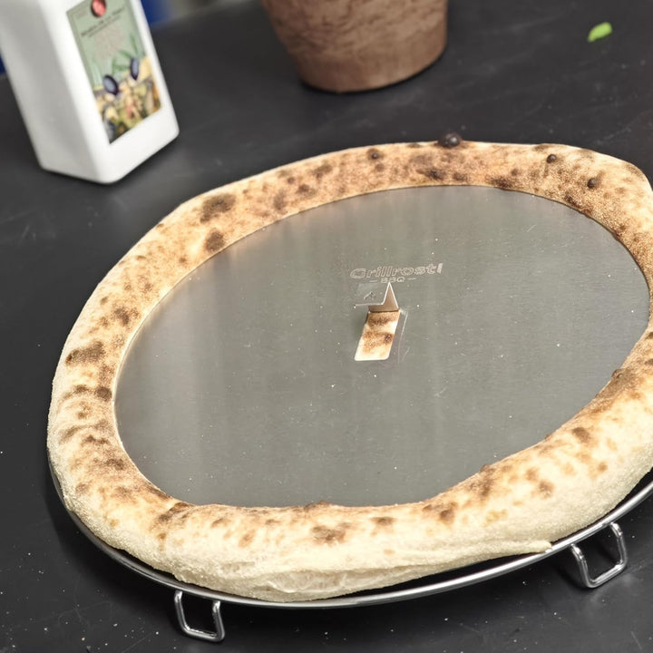 Grillrost.com Das Original Blind Slice – Edelstahlplatte für Pizza Blind Bake - Flacher Pizzaboden,