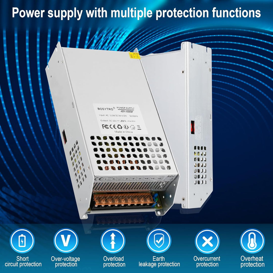 Universal Schaltnetzteil 48V 20.8A 1000W Geregelter Universal Netzteil AC 110V/220V (PSU SMPS) 48Vol