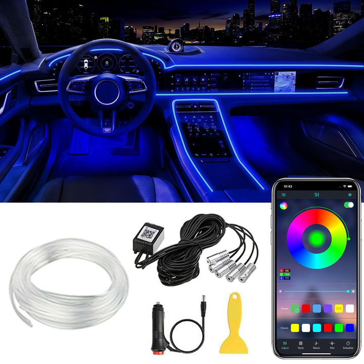 Sunshine smile Innenbeleuchtung Auto,6M/5 in 1 RGB Innenraumbeleuchtung,12V Led Atmosphäre Licht ,Ap