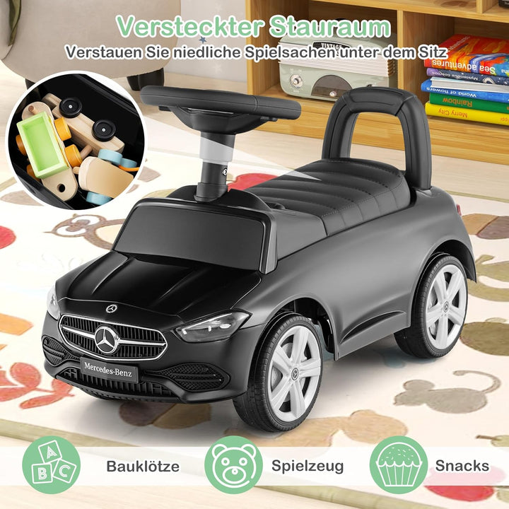 COSTWAY Mercedes-Benz Rutschauto, Rutschfahrzeug mit Stauraum unter dem Sitz, Schiebauto mit Hupe &
