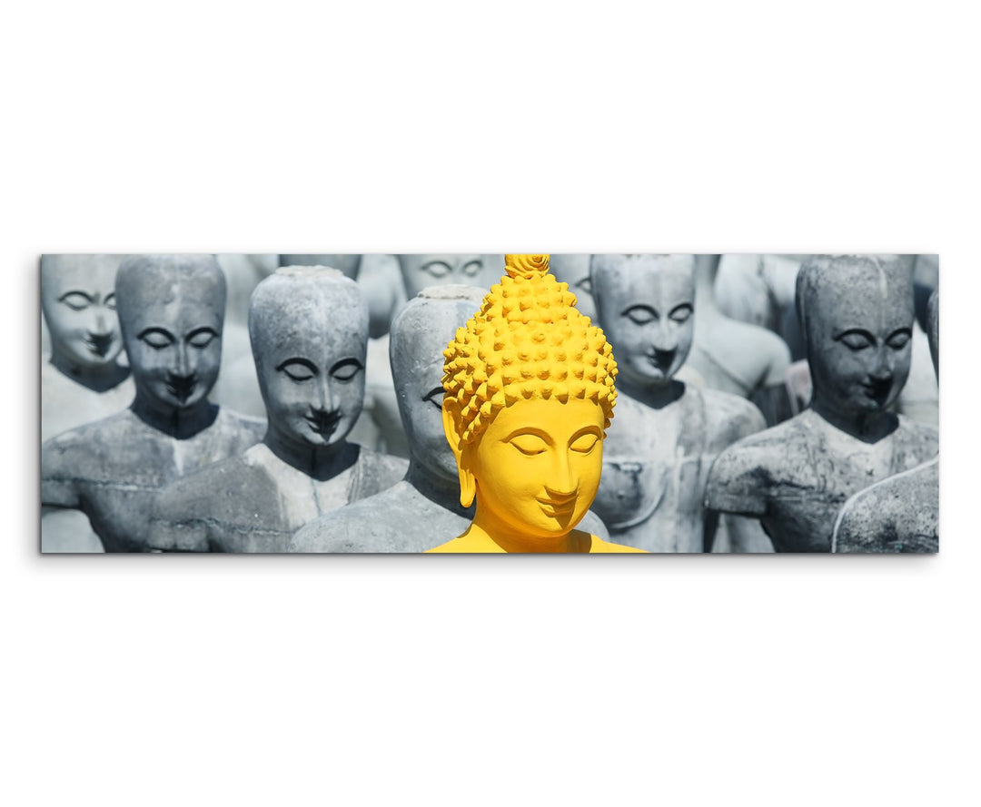 Wandbild 150x50cm Künstlerische Fotografie– Buddha Statue auf Leinwand für Wohnzimmer, Büro, Schlafz