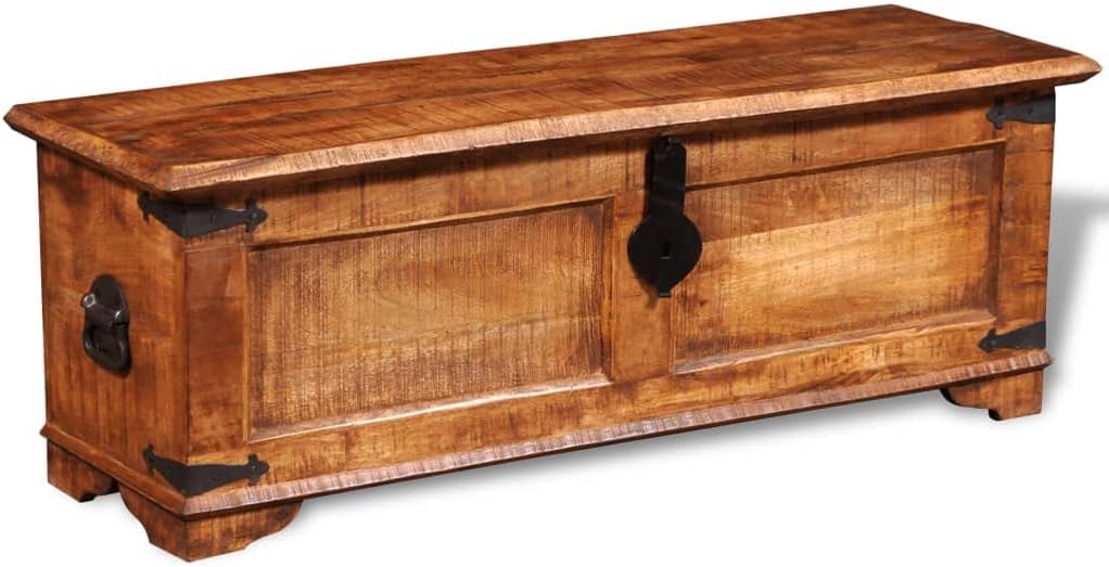 homiuse Aufbewahrungstruhe Raues Mangoholz Schatztruhe Schatzkiste Truhe mit Deckel Schatzkiste Holz