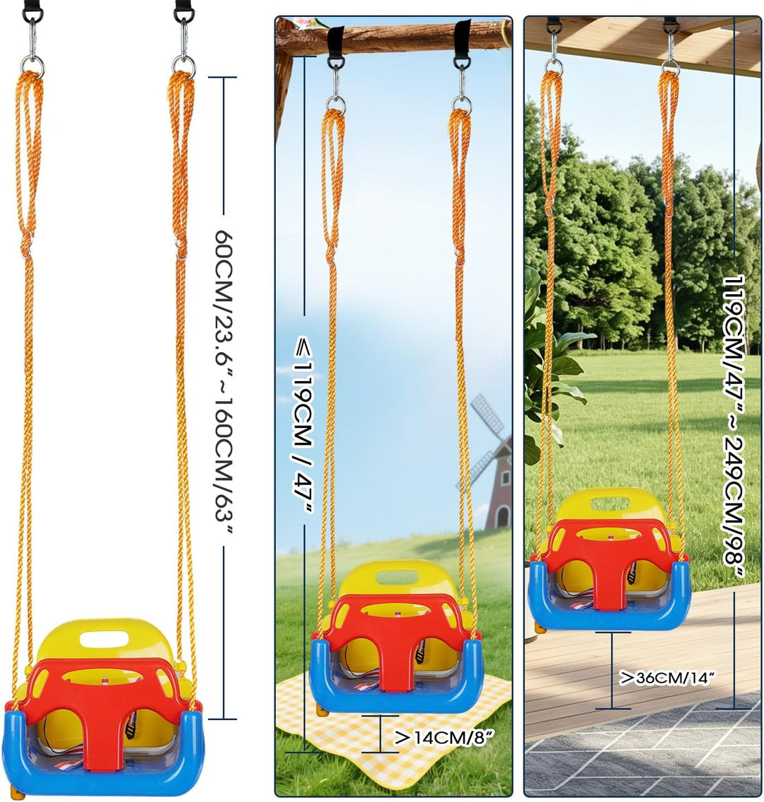 KINSPORY Kinderschaukel Babyschaukel 3 in 1 Babysitz verstellbar Mitwachsend Schaukelsitz Gartenscha
