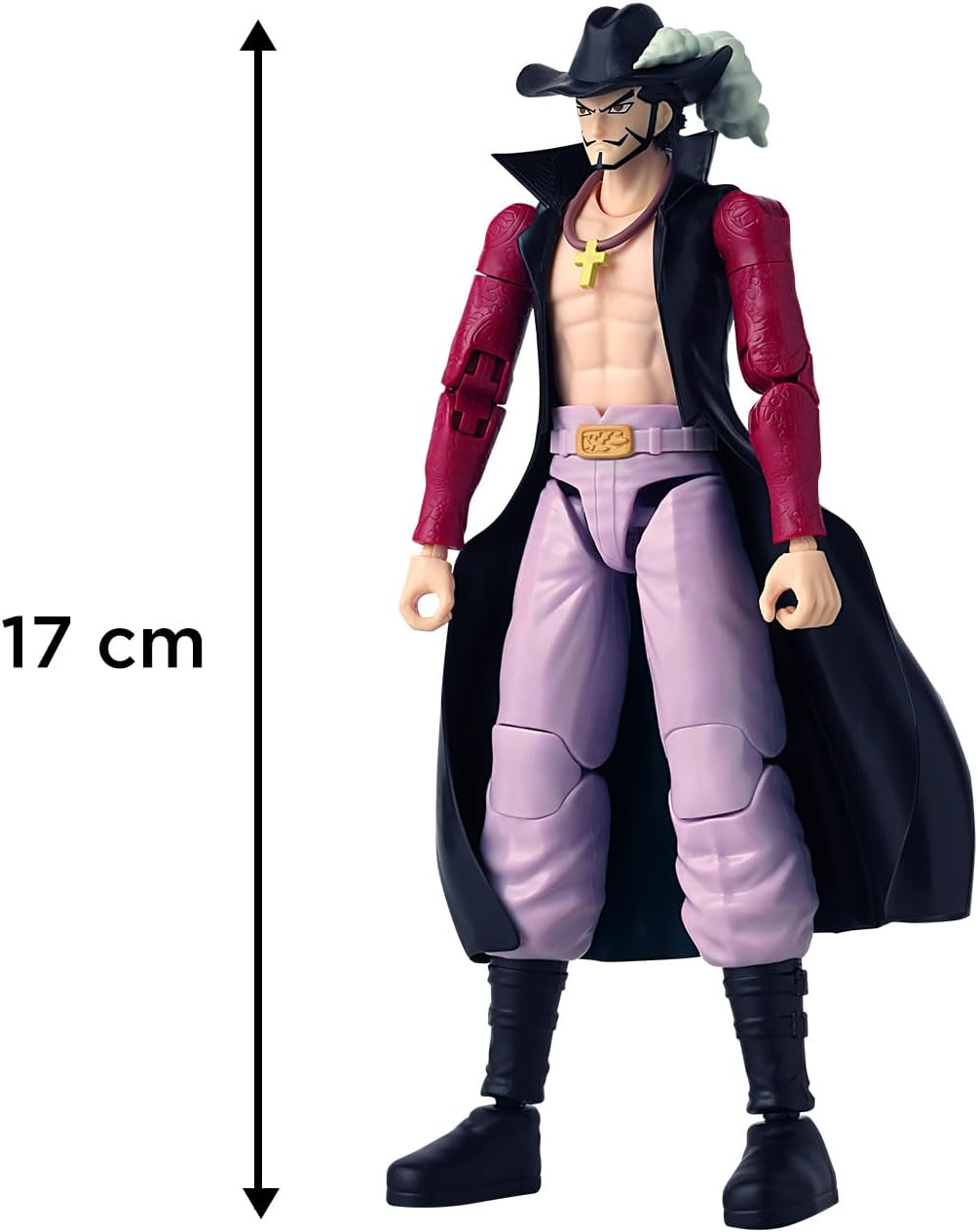 BANDAI – Anime Heroes – One Piece – Dracule Mihawk „Falkenauge“ 17 cm – Bewegliche Anime‑Figur Mihaw