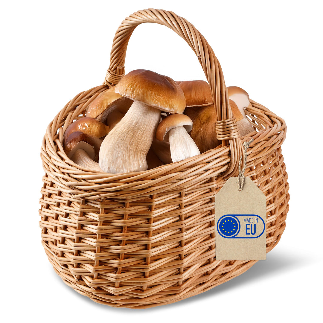 Creative Home Grosser Picknickkorb Weidenkorb mit Henkel Einkaufskorb | 43 x 33 x 40 cm | Pilzkorb N