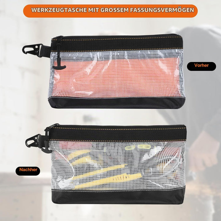 FRETONBA 4 Stück Small Tool Zipper Pouch, Tragbare Werkzeugtasche Klein | Transparentes Pvc-Materia