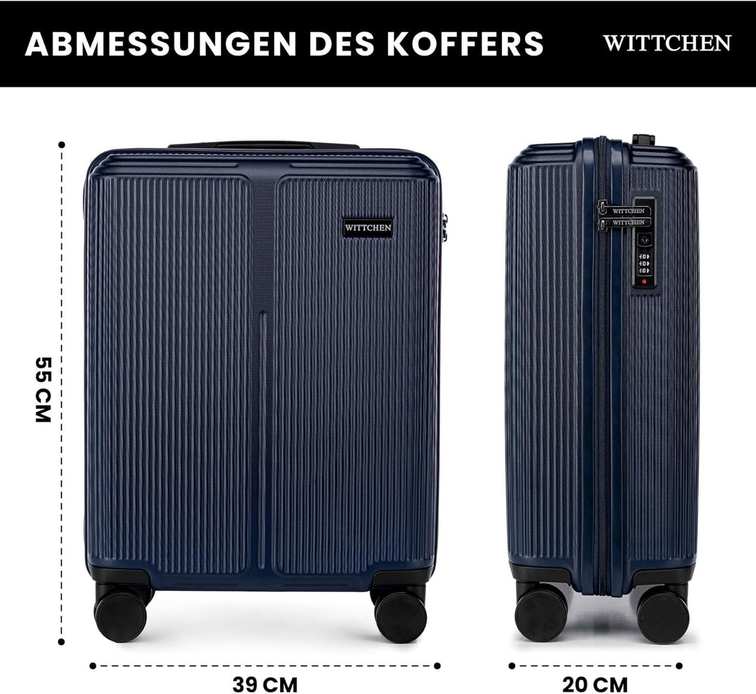 WITTCHEN Stripes Line Kofferset 3-teilig | ABS-Hartschalenkoffer, 4 Rollen 360° | Koffer Set Handgep