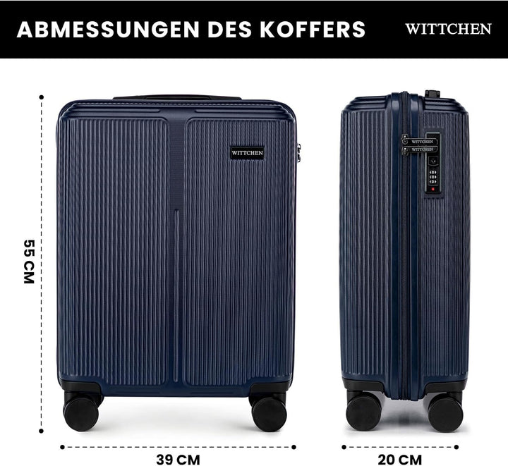 WITTCHEN Stripes Line Kofferset 3-teilig | ABS-Hartschalenkoffer, 4 Rollen 360° | Koffer Set Handgep