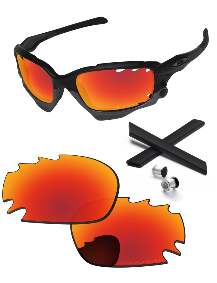 PapaViva Ersatzlinsen & Gummi-Kits für for Oakley Jawbone Vented Feuerrot - Polarisiert, Feuerrot -