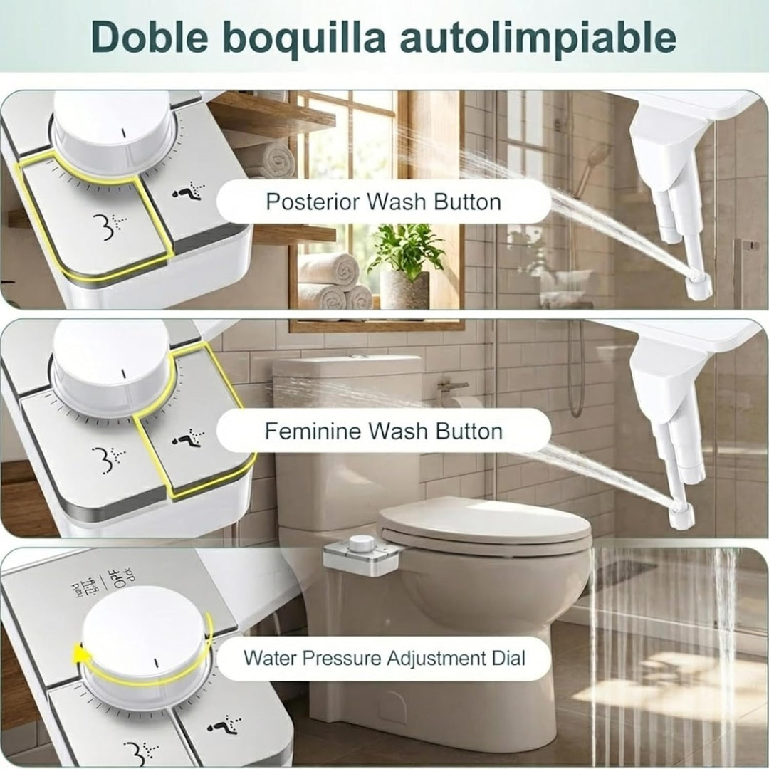 Bidet Einsatz für Toilette- Ultra-Slim Bidet Nicht Elektrisch mit doppelter Düse einstellbarer Wasse
