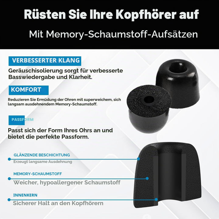 SONICFOAM Memory-Schaum-Ohrhörer-Aufsätze – Prämie Geräuschisolierung, Ersatz-Ohrhöreraufsätze aus S