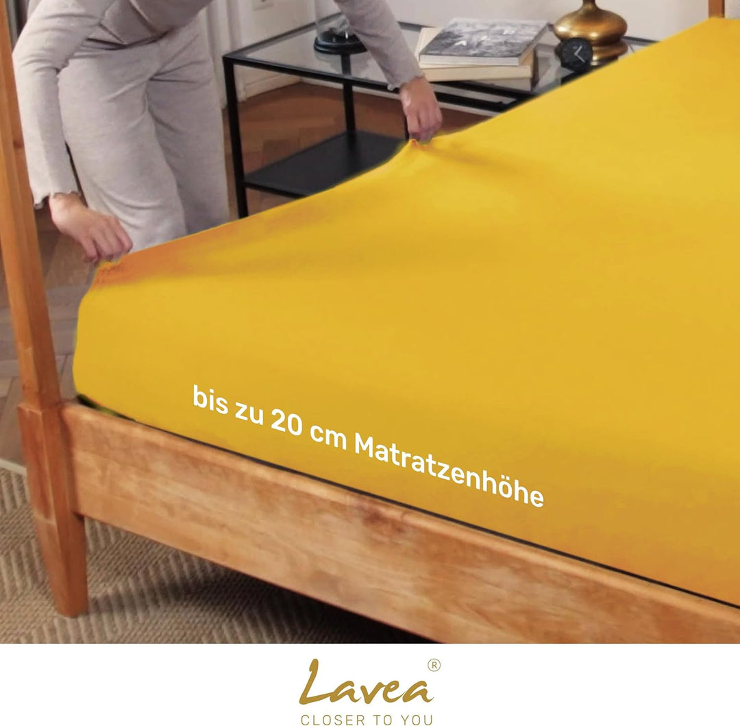 Lavea Spannbettlaken 120x200cm - aus atmungsaktiver Baumwolle - Passgenau für Standardmatratzen bis