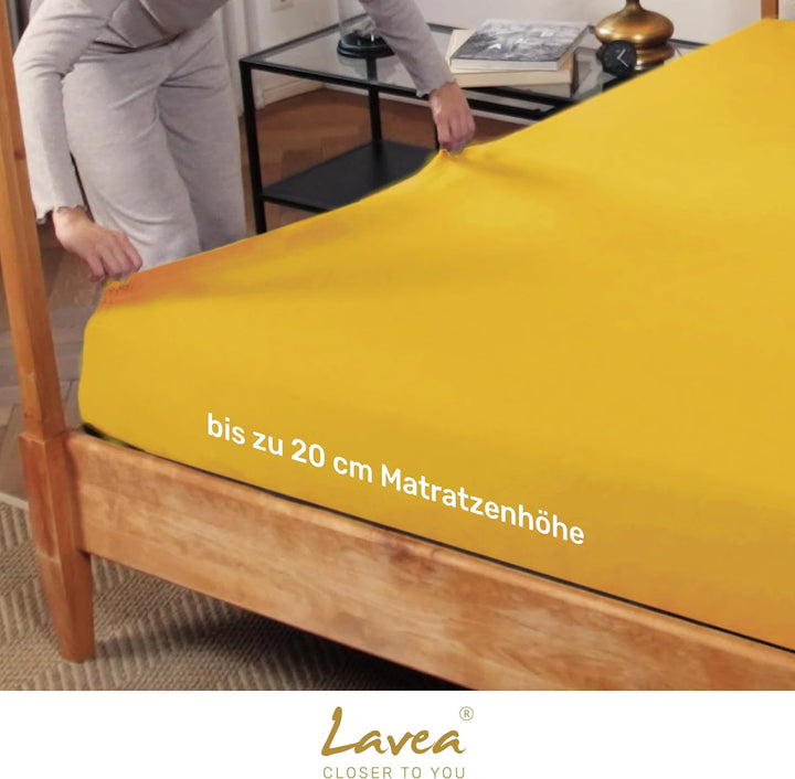Lavea Spannbettlaken 120x200cm - aus atmungsaktiver Baumwolle - Passgenau für Standardmatratzen bis