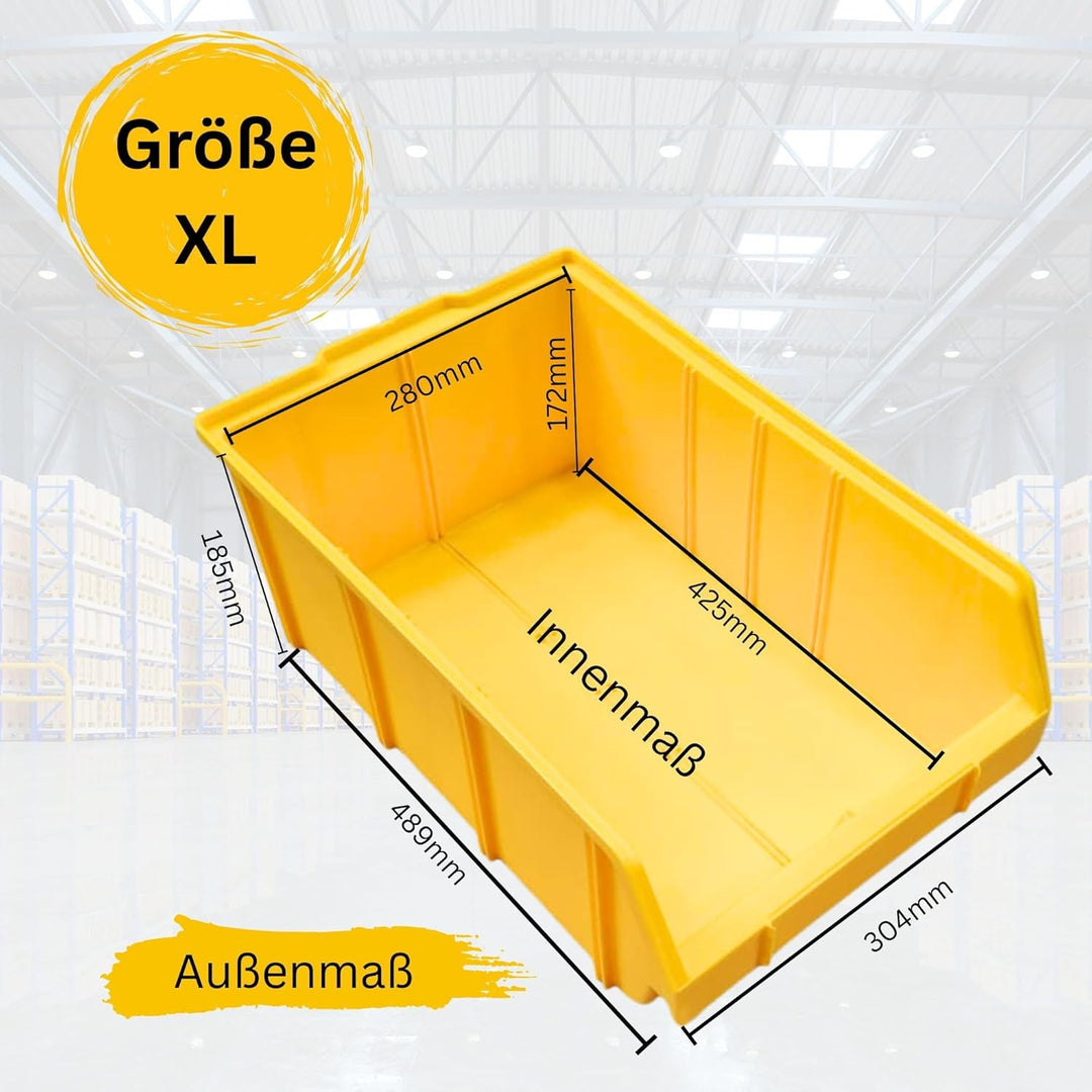 RODOPI 9er Set Stapelboxen, Grösse XL | Sichtlagerkästen 489x304x185mm | Robuste Lagerboxen für Werk