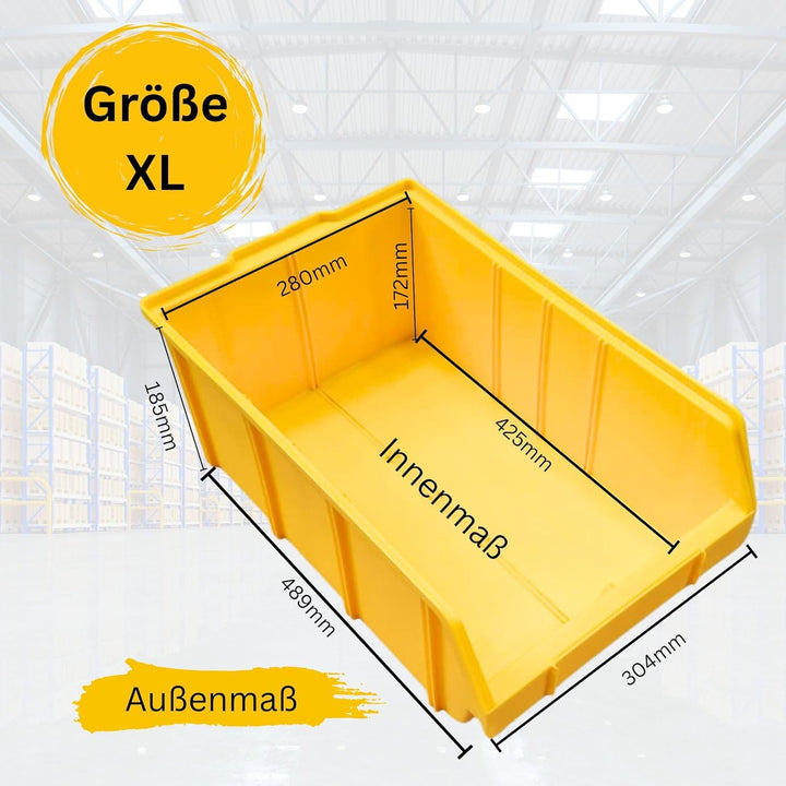 RODOPI 9er Set Stapelboxen, Grösse XL | Sichtlagerkästen 489x304x185mm | Robuste Lagerboxen für Werk
