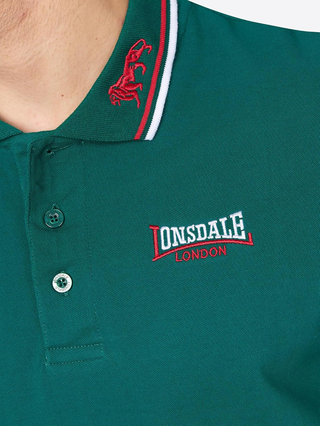 Lonsdale Herren Poloshirt schmale Passform Lion Bottle Green S, Bottle Green S