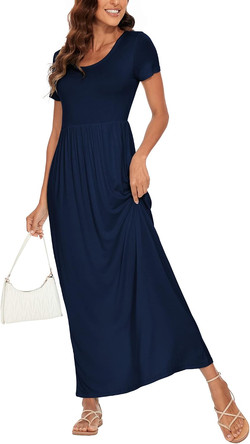 DEARCASE Damen Maxi Kleid Sommer Mutterschaft Casual Langarm/Kurzarm Floral Lose Lange Kleider Plus