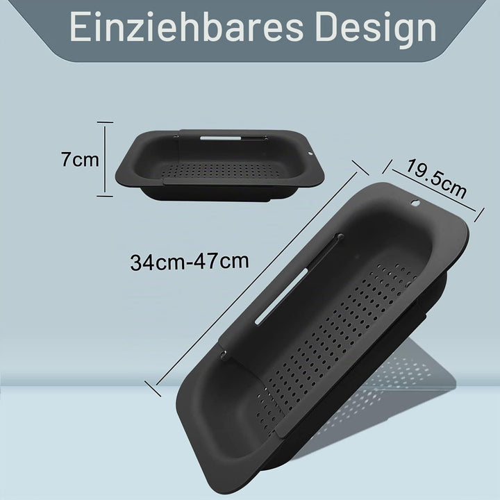 Sieb Küche ausziehbar(34-47cm), techextra Siebkorb über Spüle Abtropfsieb Sieb Spülbecken Küchensieb