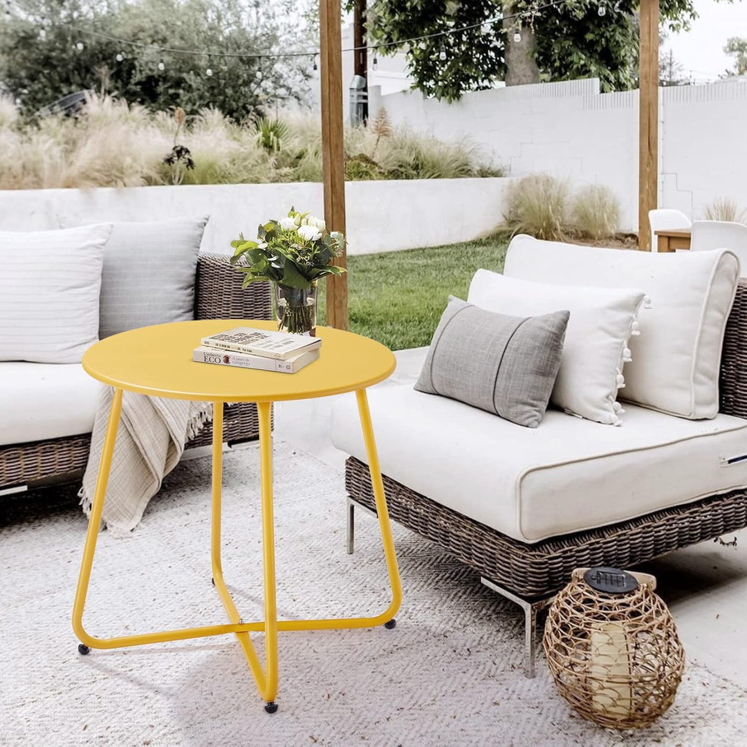 Kleiner Beistelltisch Metall, Garten Beistelltisch Rund, Couchtish & Kaffeetisch mit Verstellbarer T