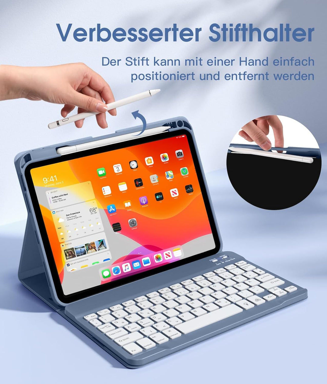 Vobafe Hülle mit Tastatur für iPad A16 11 Generation 2025/10 Gen 2022 10,9", Air 11 Zoll M4 2026/M3/