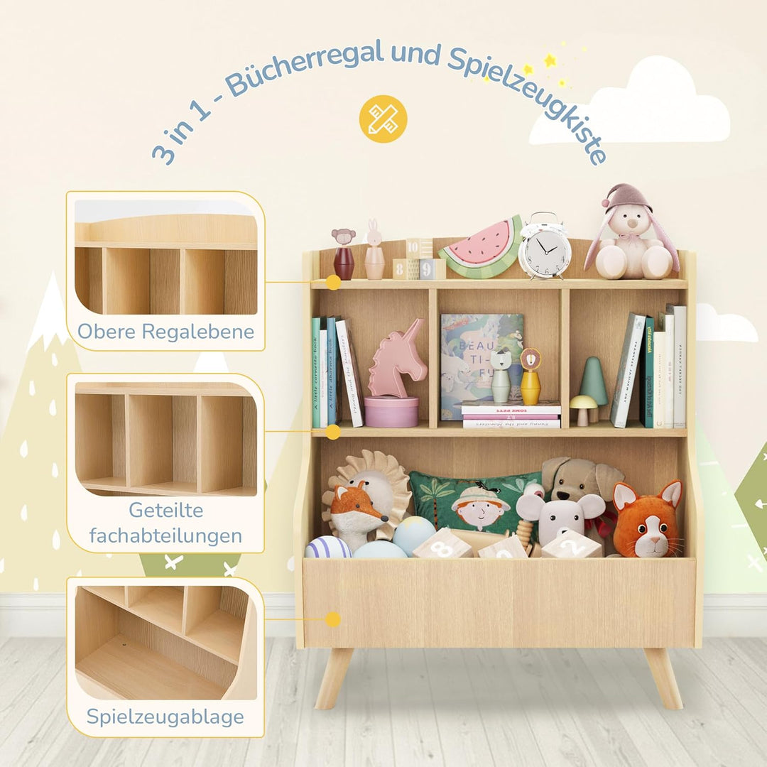 LUE BONA Kinderregal,Bücherregal Regal Aufbewahrungsregal für Kinder,Standregal 3 Stockwerk der Offe