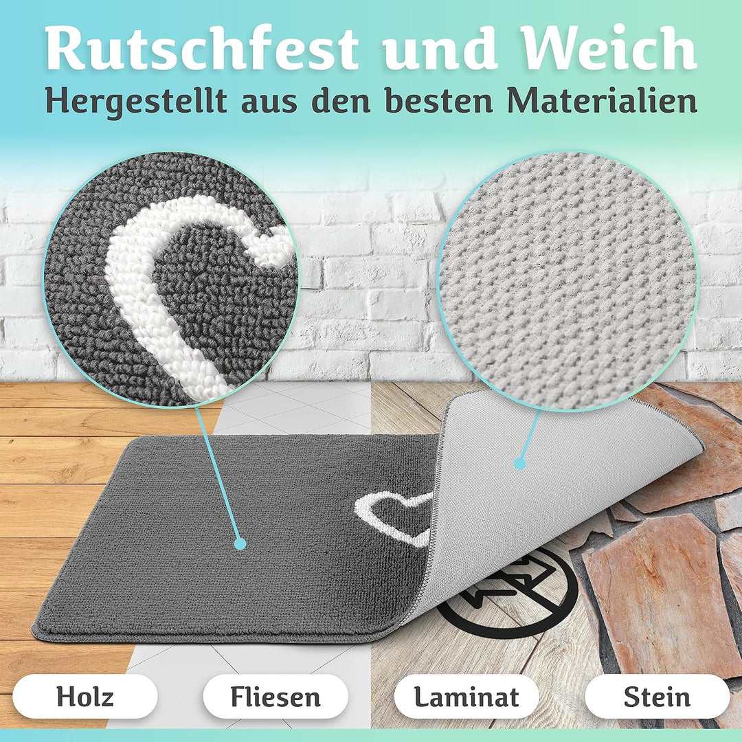 Bodenständig Fussmatte innen [waschmaschinenfest] in Perfekter Grösse für die Haustür. Fussmatte gra