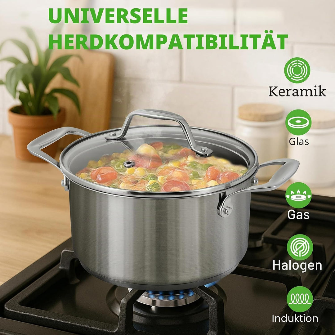 NutriChef Kochtopf Gross, 6L- Ø 35cm, Suppentopf Edelstahl Induktion für Alle Herdarten Geeignet, Ko