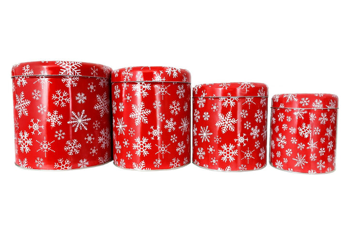 Brandsseller 4er-Set Weihnachtsdosen rund aus Metall – Plätzchendosen für Kekse, Gebäck &amp; Geschenke