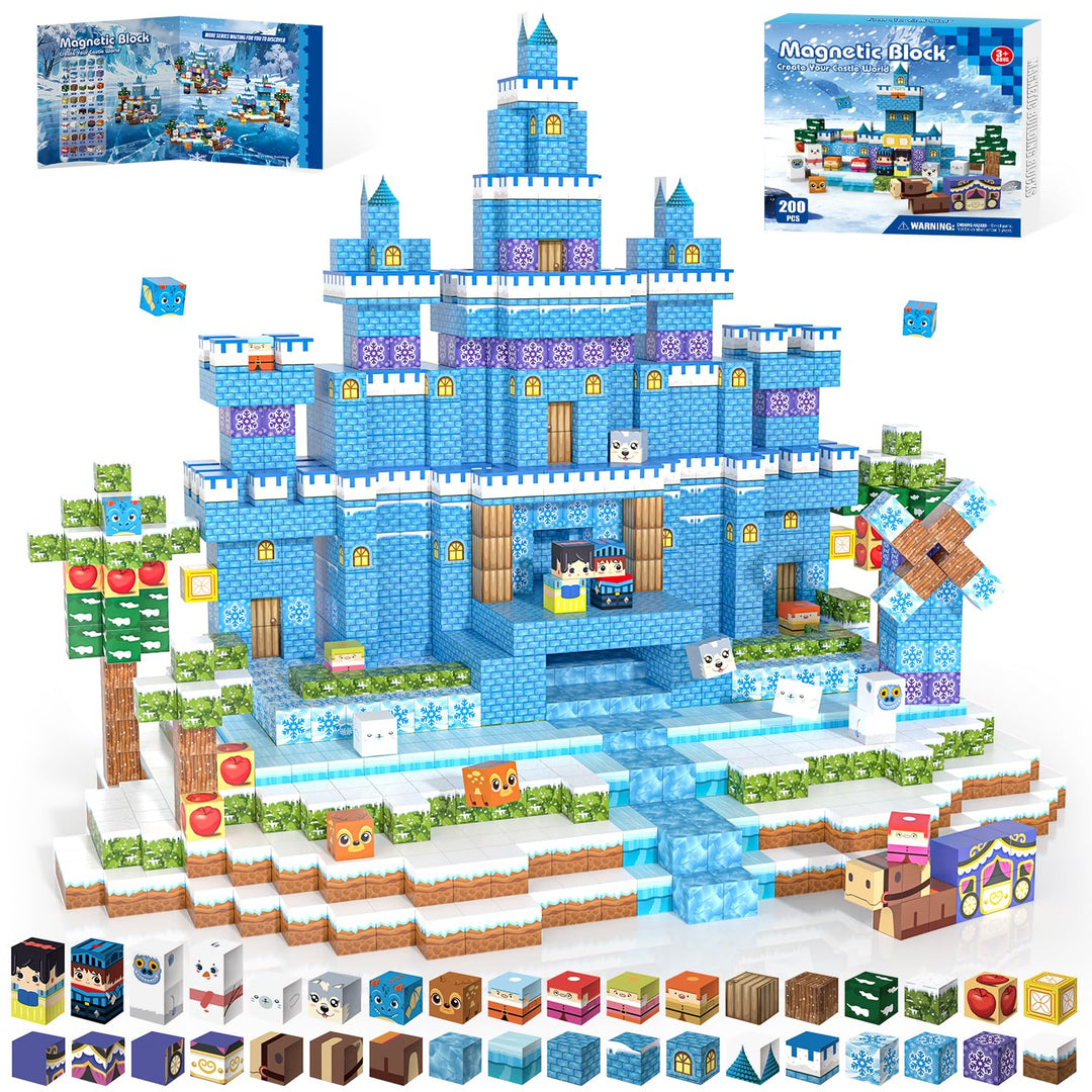 Magnetische Bausteine 200 PCS, Magnetbausteine Kinder ab 3 Jahre, Magnetic Building Blocks für Junge